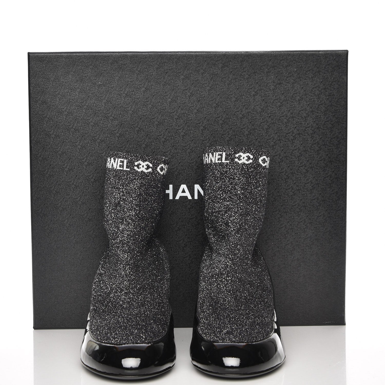 Chanel Fabric Patent Short Boots 39 Dark Grey Black 8 of 8