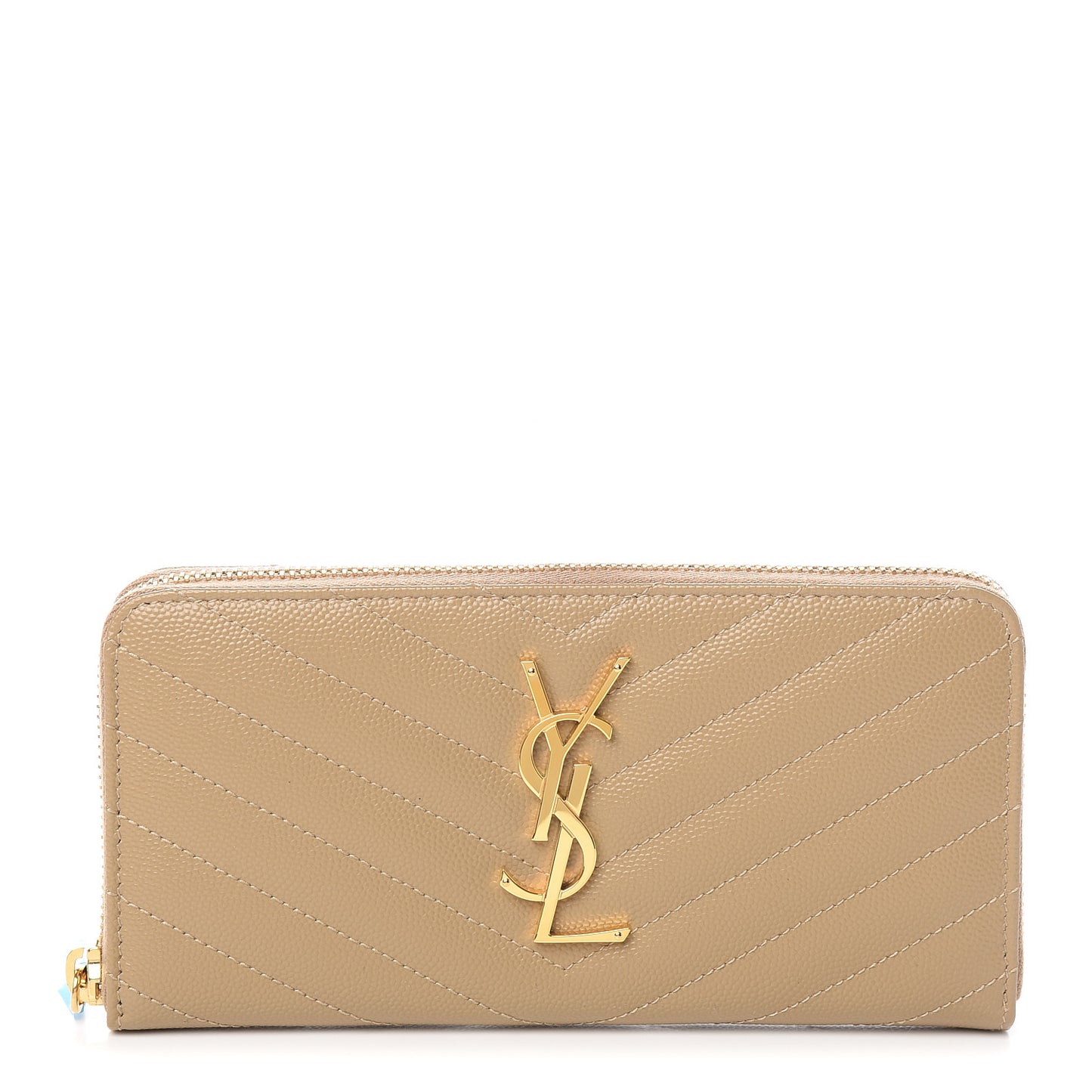 Grain De Poudre Matelasse Chevron Monogram Zip Around Wallet Dark Latte