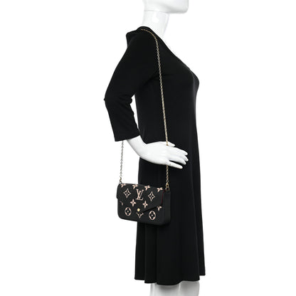 Louis Vuitton Empreinte Monogram Giant Felicie Pochette Black Beige 2 of 13