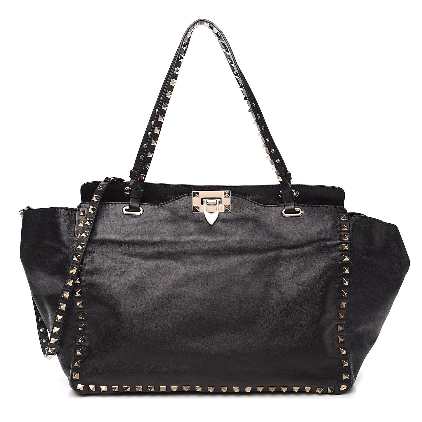 Vitello Medium Rockstud Tote Black