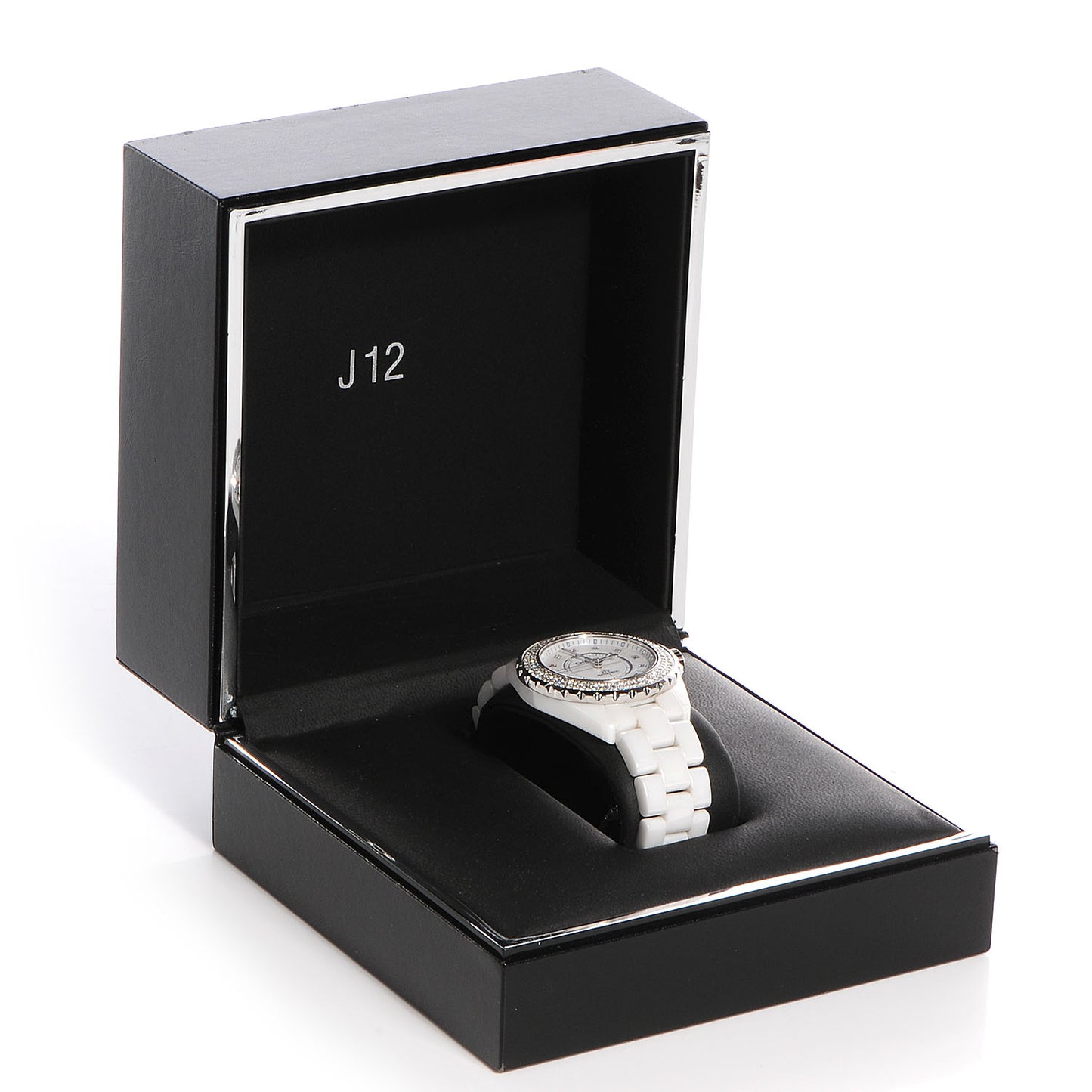 Stainless Steel Ceramic Diamond Pave Bezel 42mm J12 Automatic Watch White