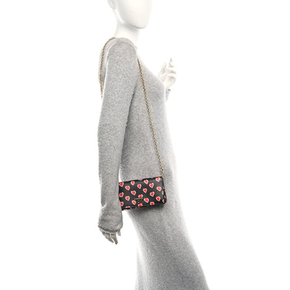 Prada Saffiano Heart Print Mini Wallet On Chain Black 2 of 10