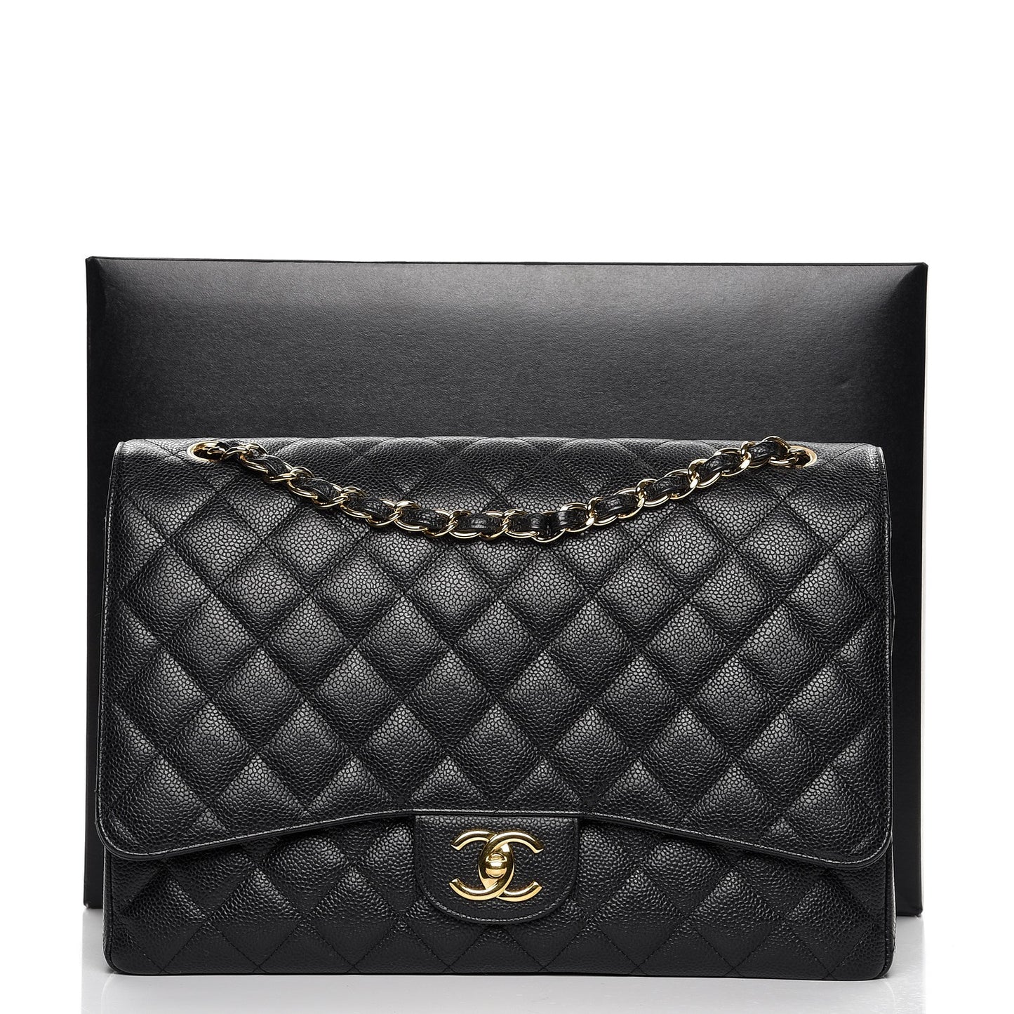 Caviar Quilted Maxi Double Flap Black
