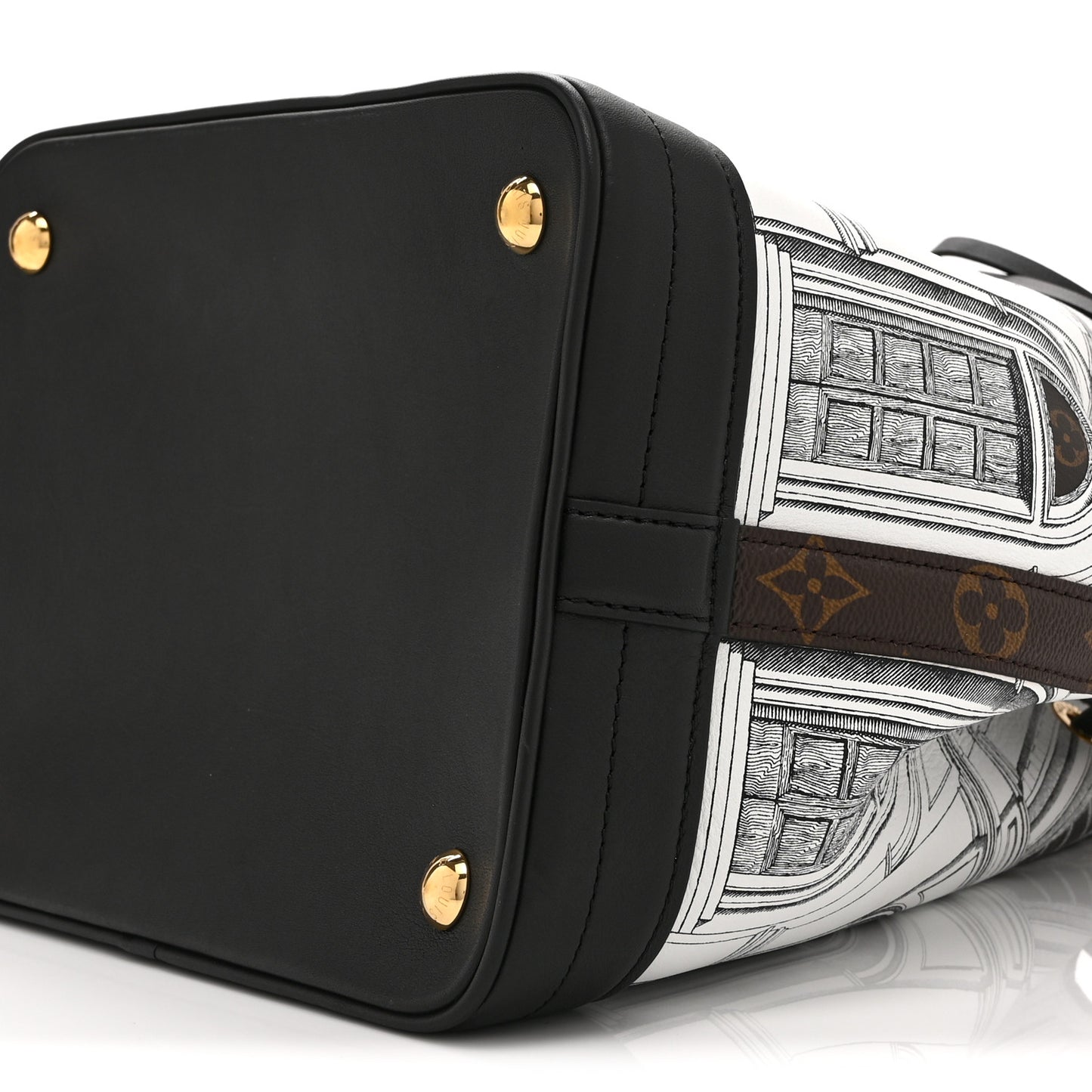 X FORNASETTI Calfskin Architettura Noe MM Black White