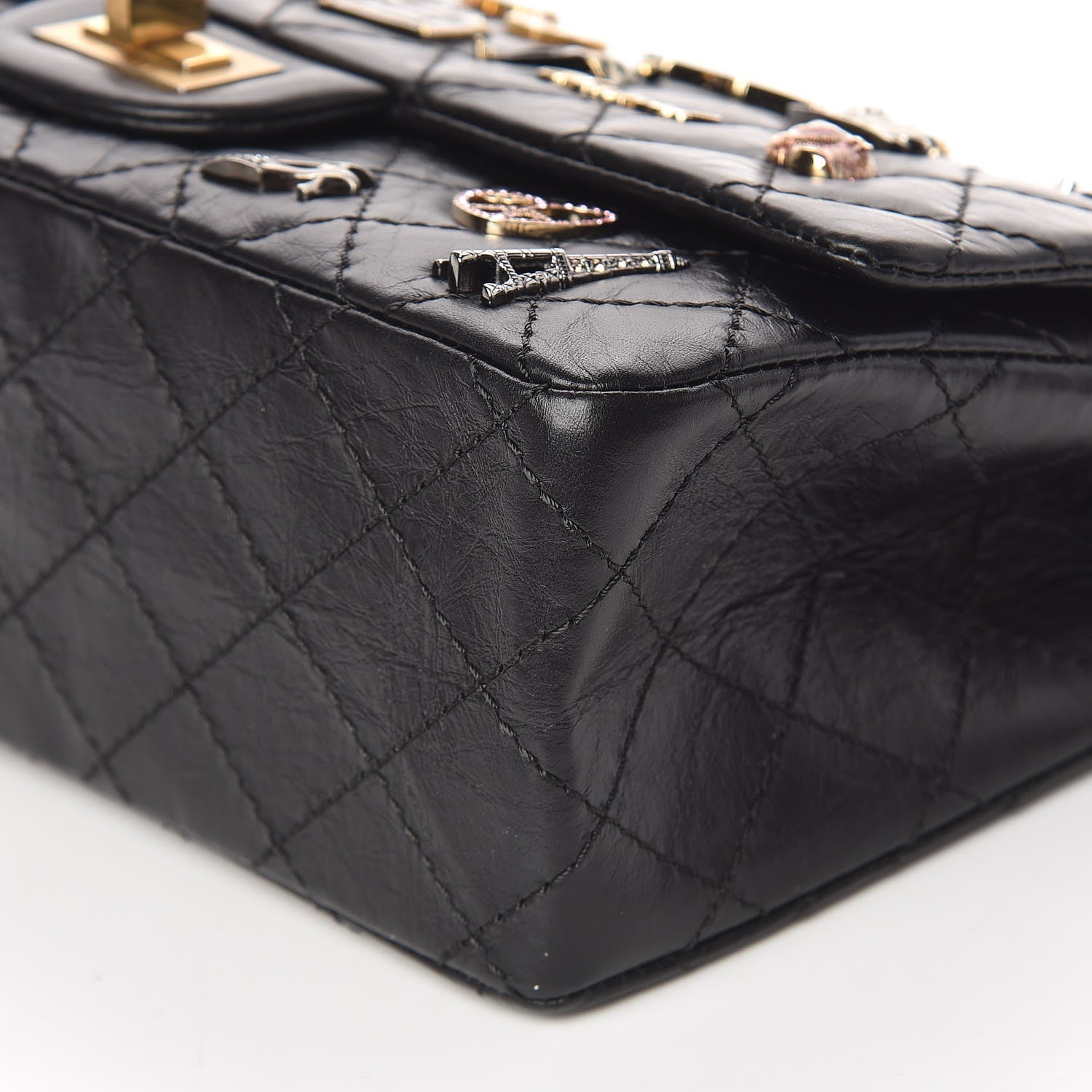 Chanel Aged Calfskin Lucky Charms 2.55 Reissue 225 Flap Black 9 of 10