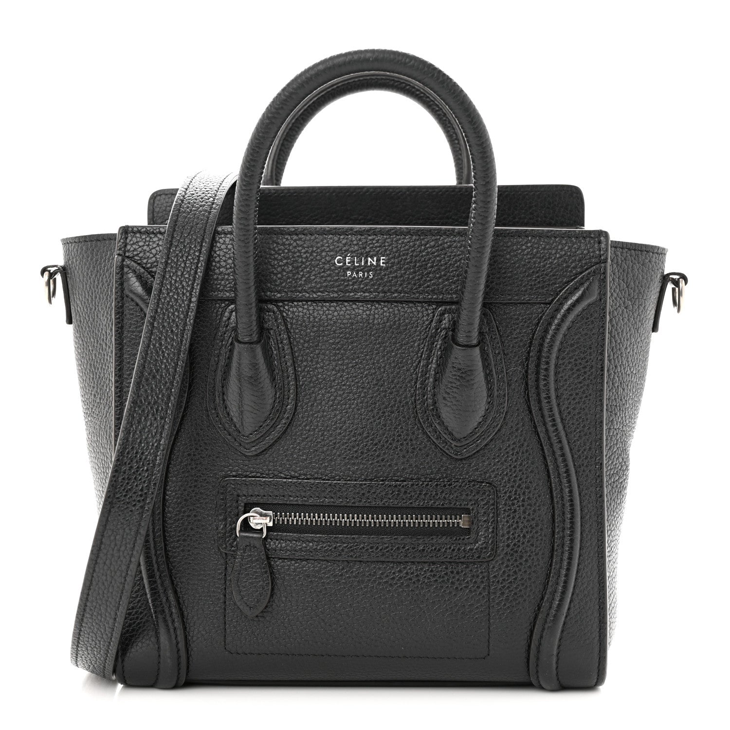 Celine Drummed Calfskin Nano Luggage Black 1 of 10