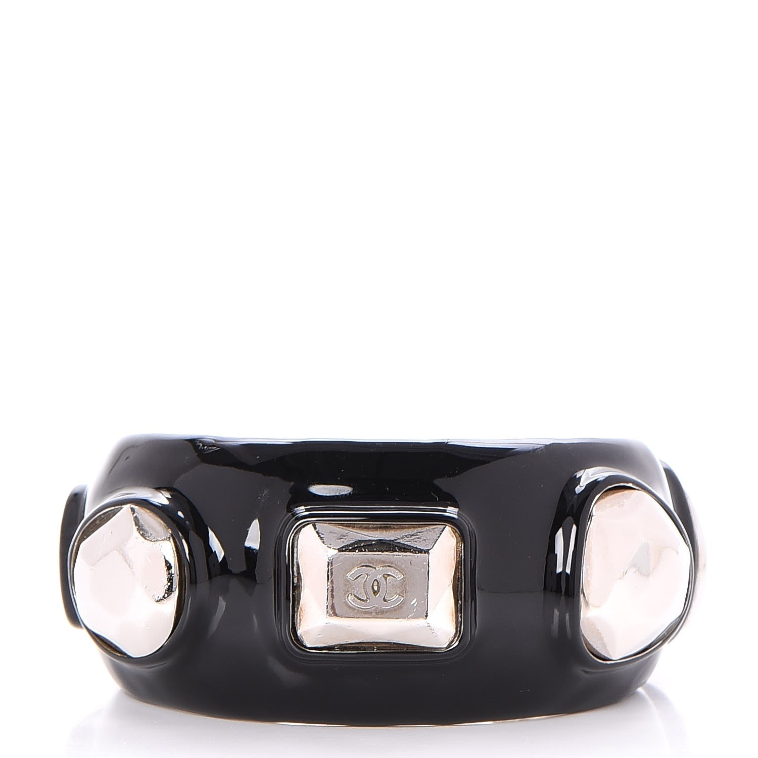 Chanel Enamel Studded CC Cuff Black 1 of 4