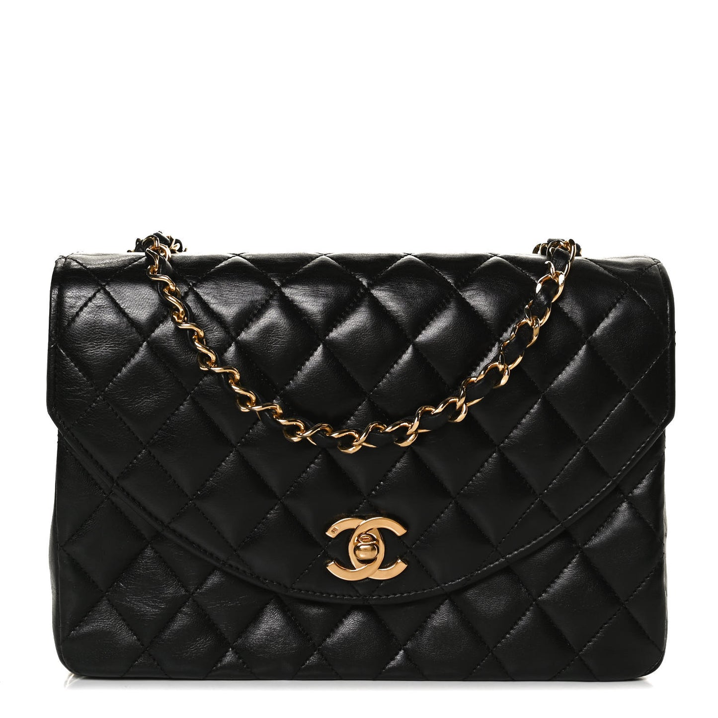 Lambskin Quilted Small Single Flap Black