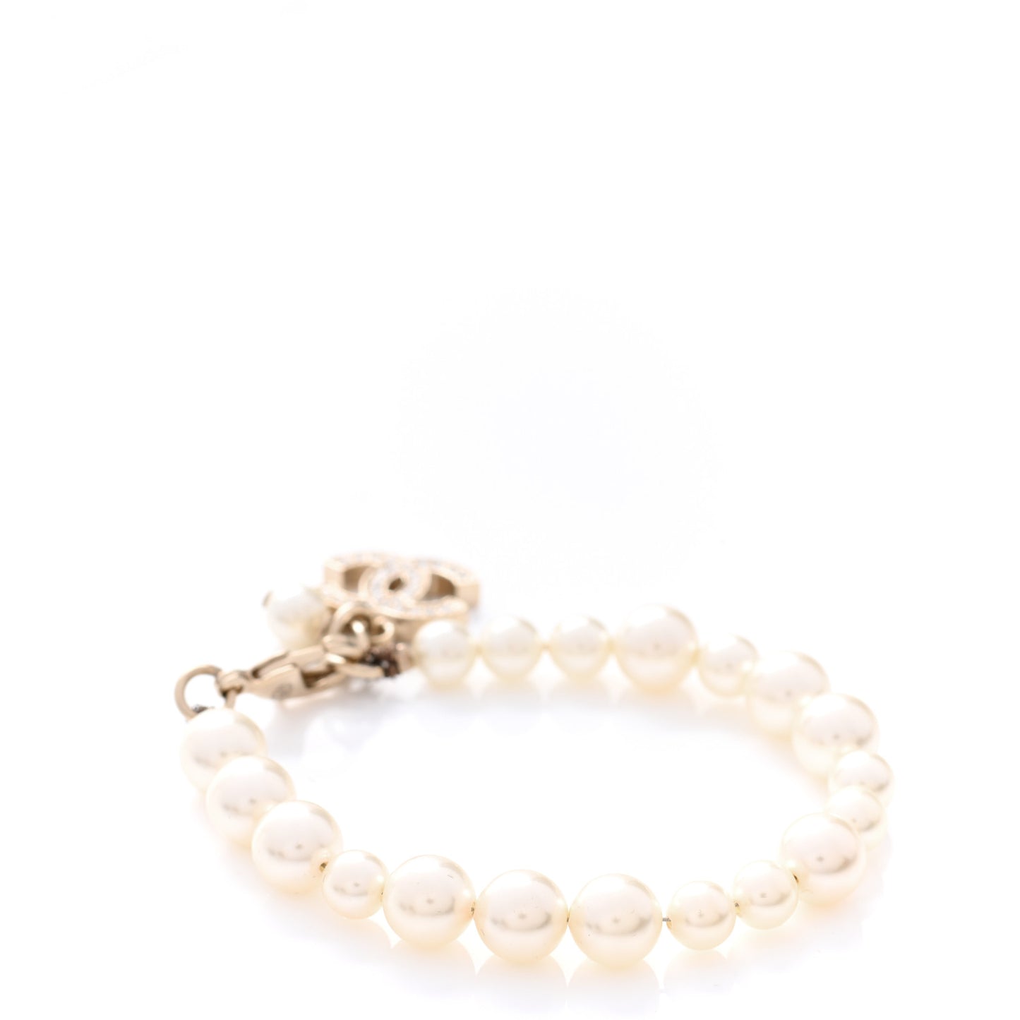 Pearl Crystal CC Bracelet Gold