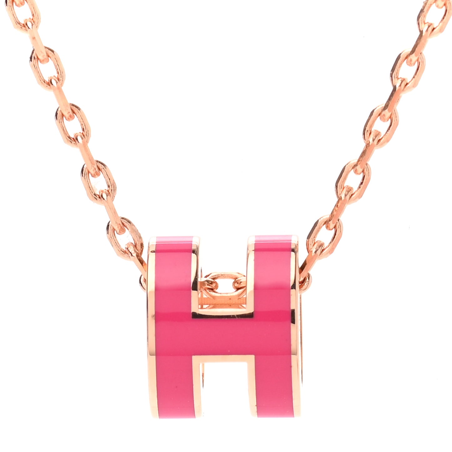 Lacquered Gold Mini Pop H Pendant Necklace Rose Extreme