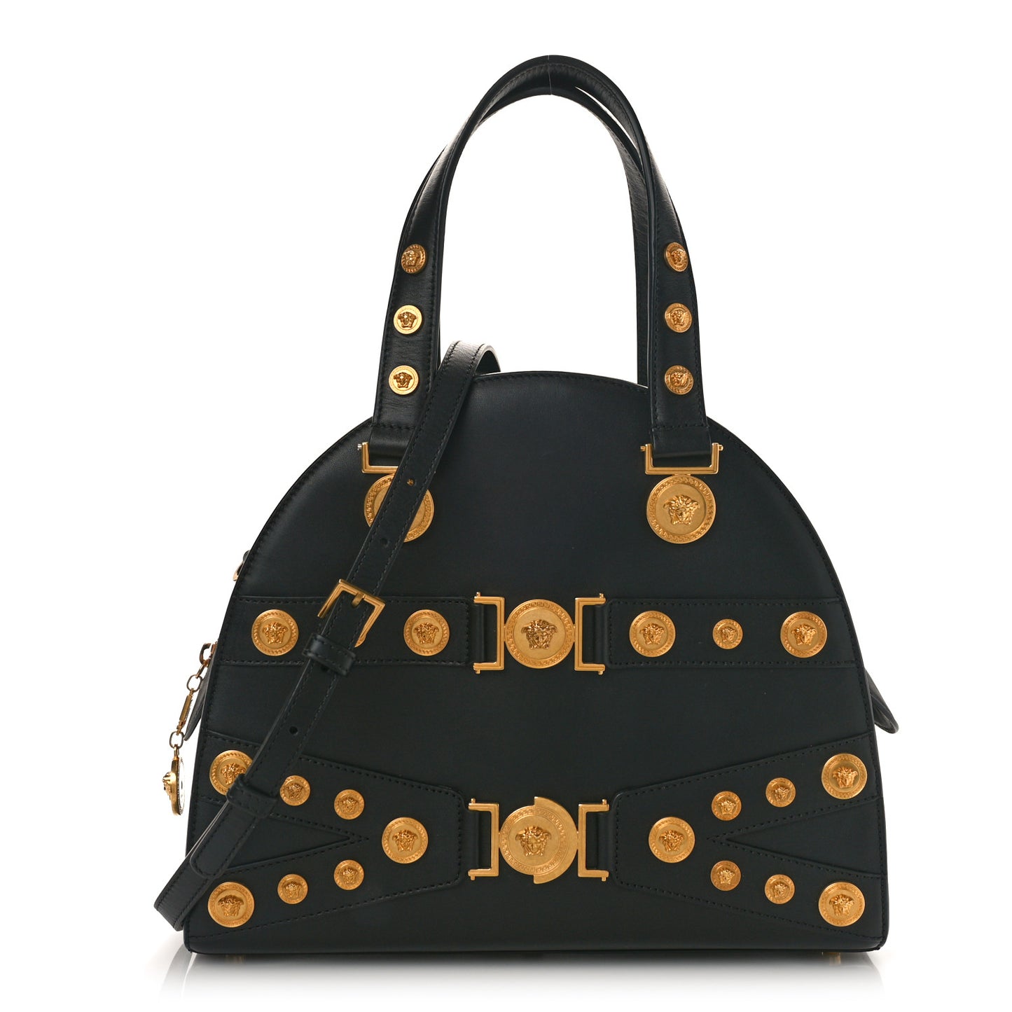 Calfskin Medallion Tribute Bowling Bag Black