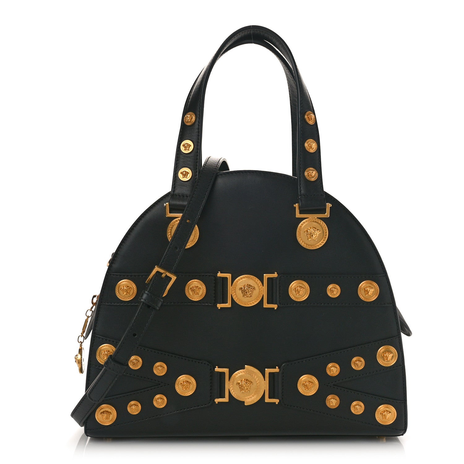 Versace Calfskin Medallion Tribute Bowling Bag Black 1 of 8