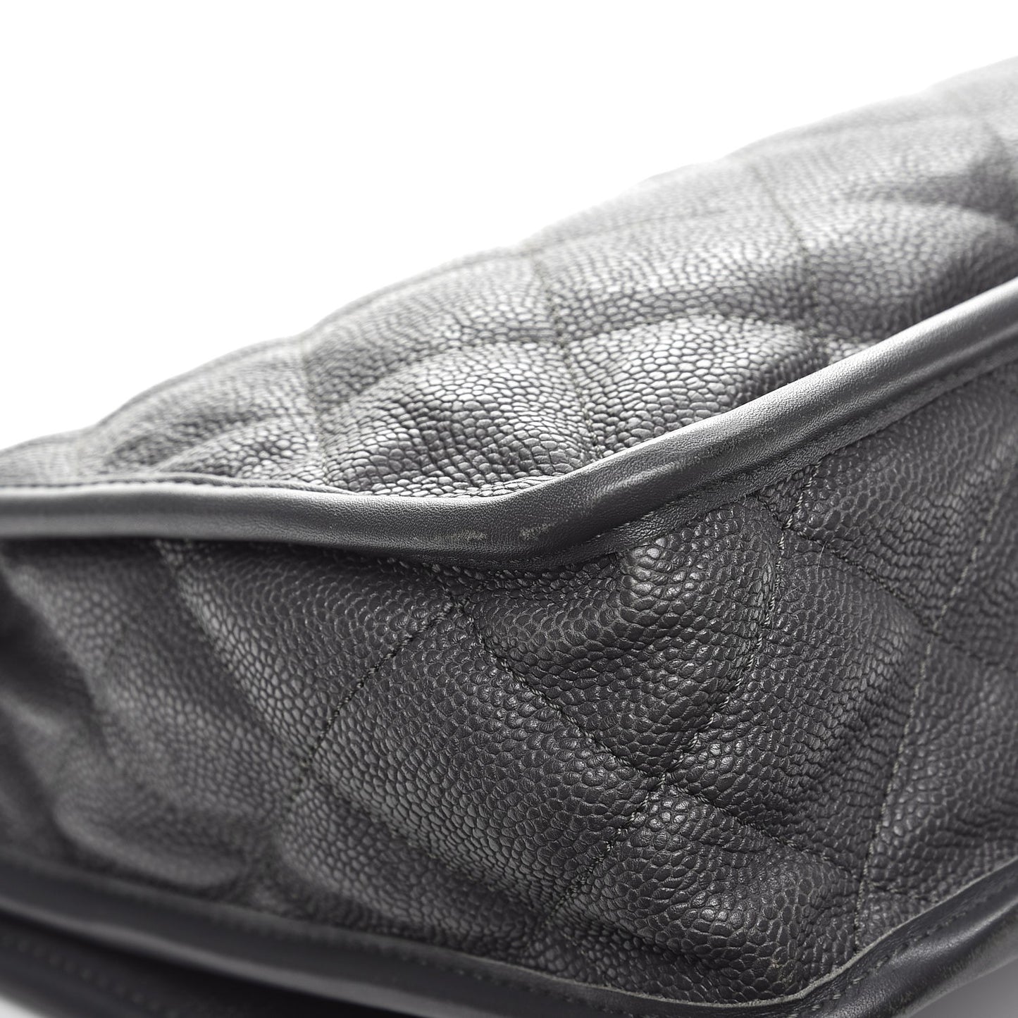 Caviar Quilted Large French Riviera Flap Dark Grey
