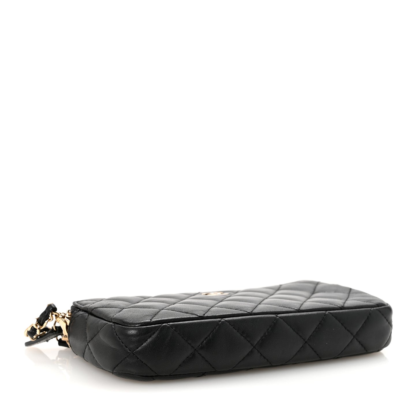 Lambskin Quilted Small Clutch With Chain Black
