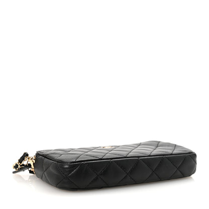 Chanel Lambskin Quilted Small Clutch With Chain Black 4 of 11