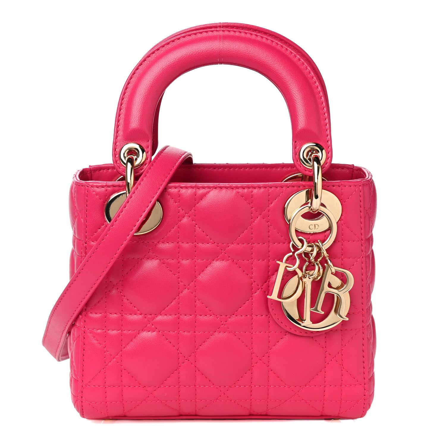 Christian Dior Lambskin Cannage Mini Lady Dior Fuchsia 1 of 9