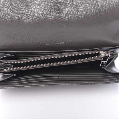 Saint Laurent Grain De Poudre Matelasse Chevron Monogram Flap Wallet Coal 5 of 9
