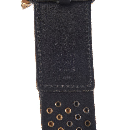 Gucci Calfskin Studded Feline Belt 110 44 Black 4 of 6