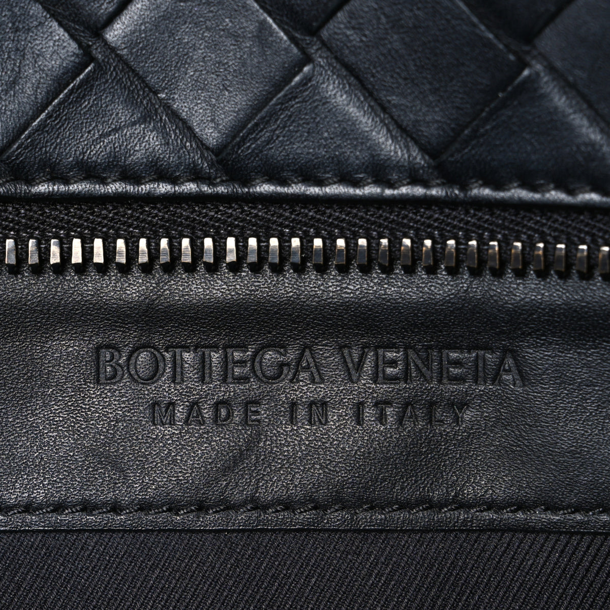 Nappa Intrecciato Zip Pouch Black