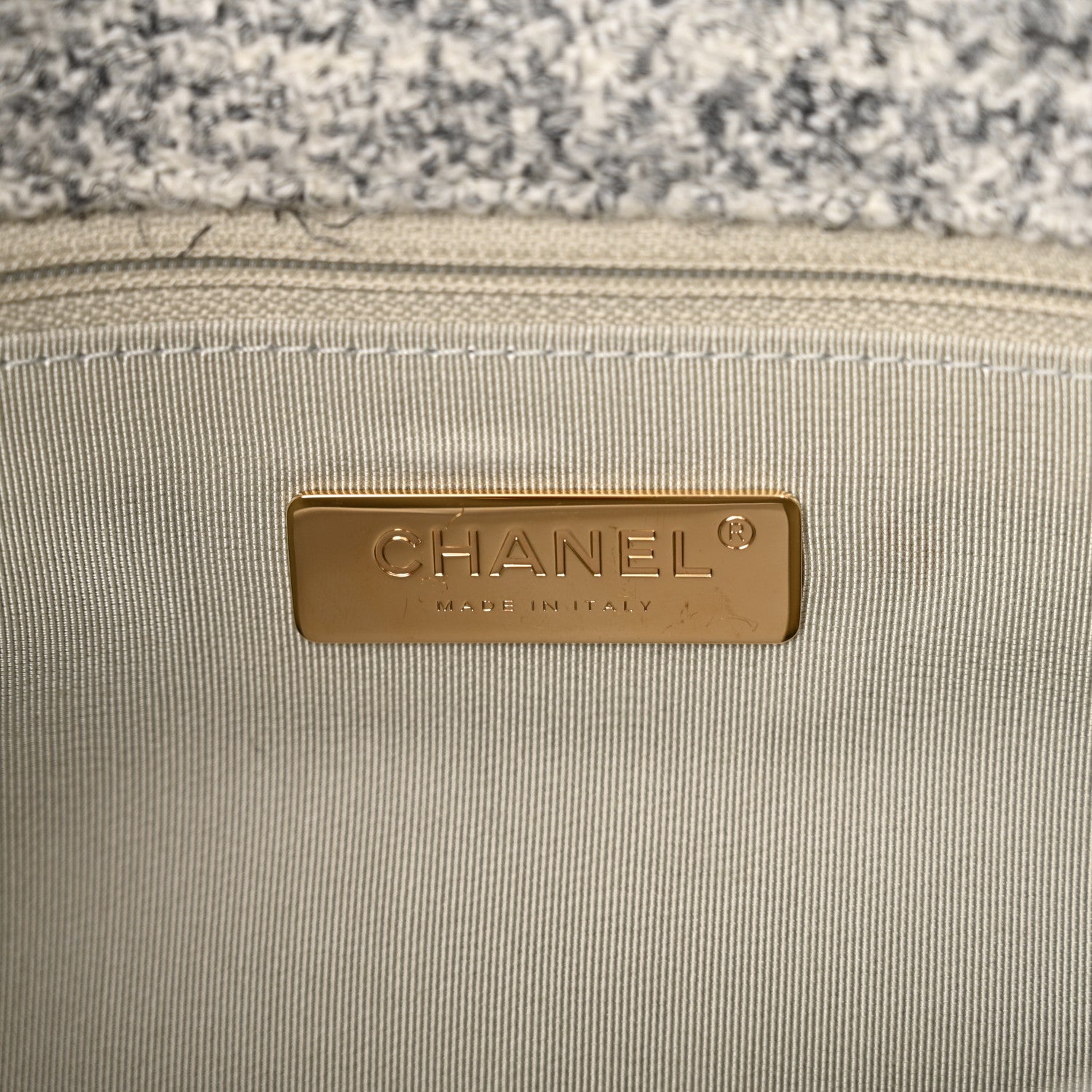 Chanel Tweed Quilted Medium Chanel 19 Flap Grey Ecru 6 of 11