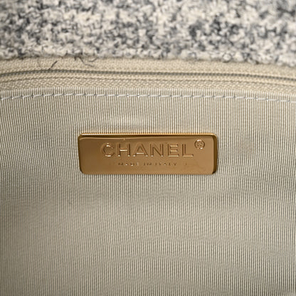 Chanel Tweed Quilted Medium Chanel 19 Flap Grey Ecru 6 of 11