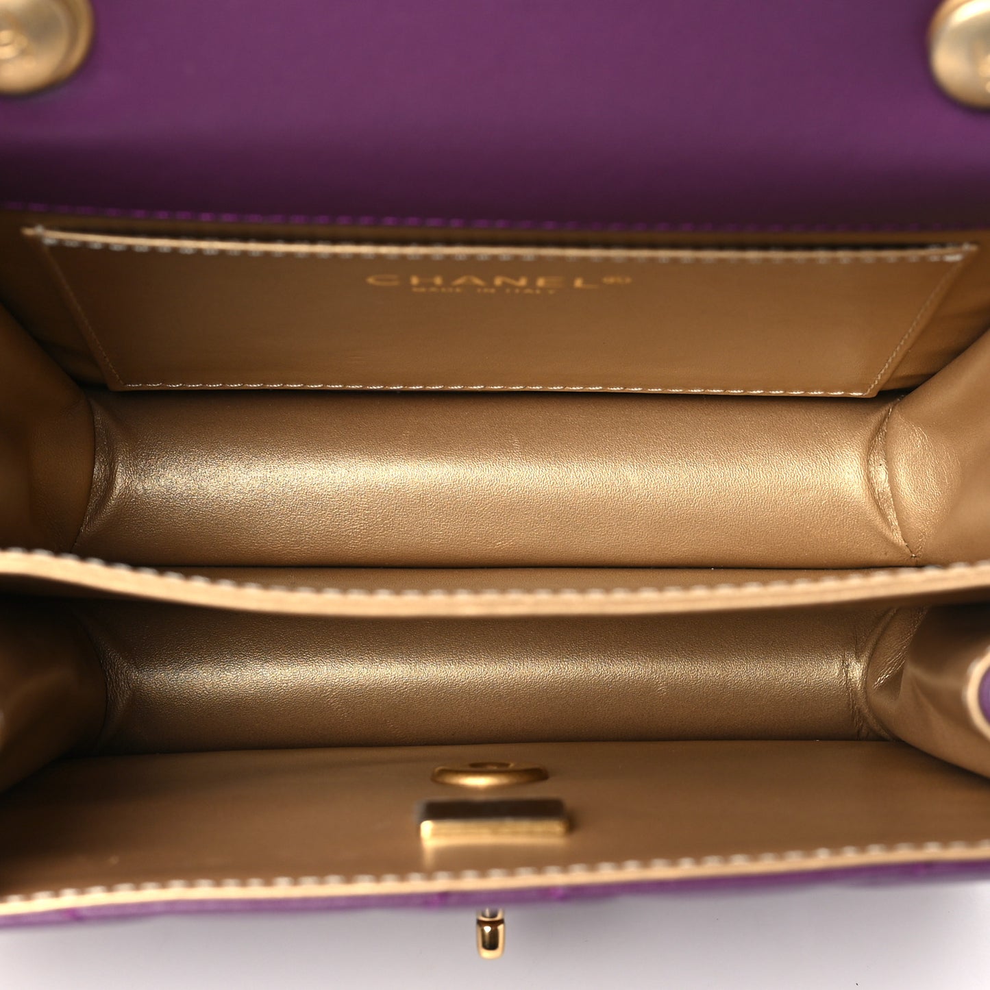 Calfskin Resin Quilted Mini Flap Purple