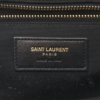 Saint Laurent Grain De Poudre Matelasse Chevron Large Monogram Satchel Black 6 of 14