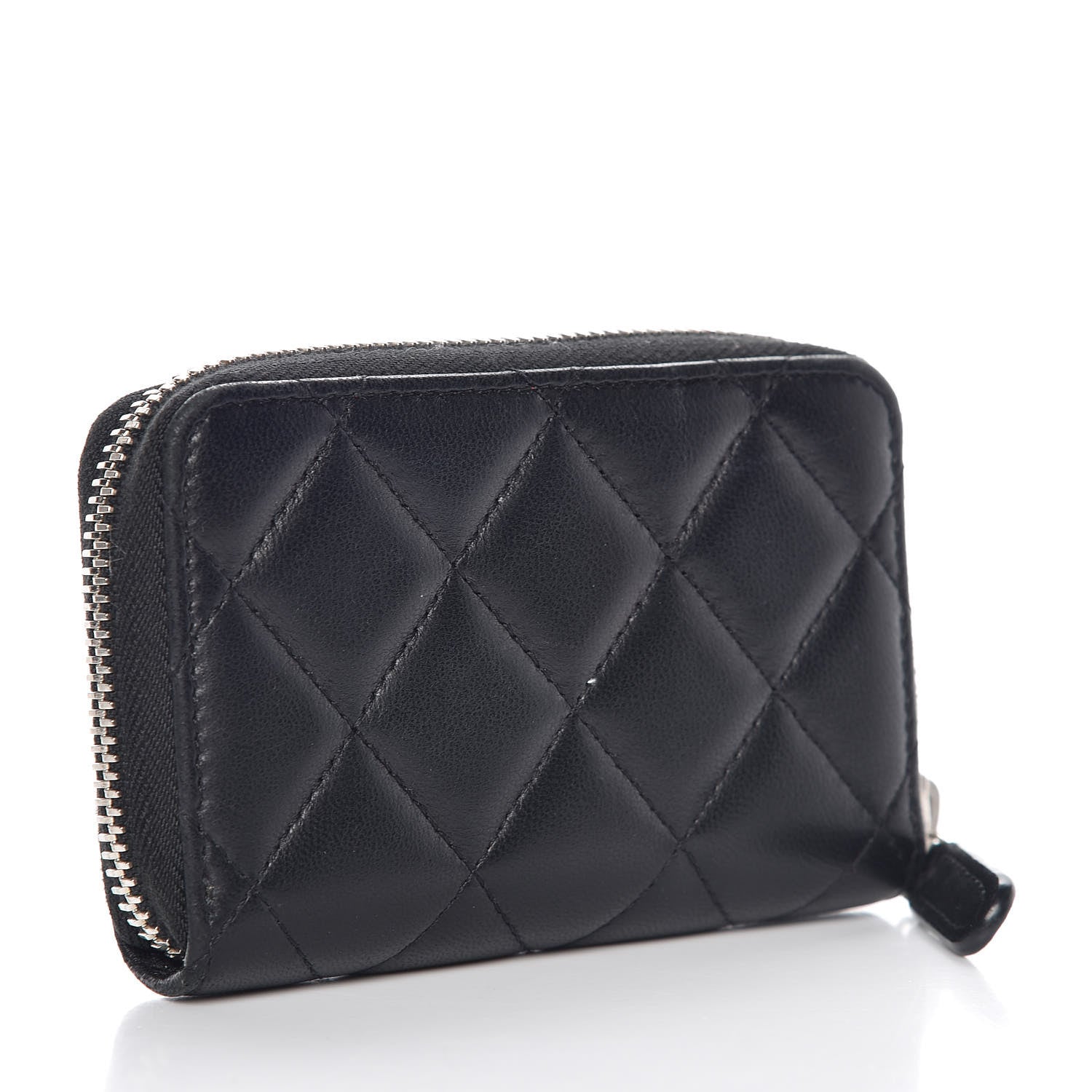 Chanel Lambskin Quilted Zip Coin Purse Black 3 of 11