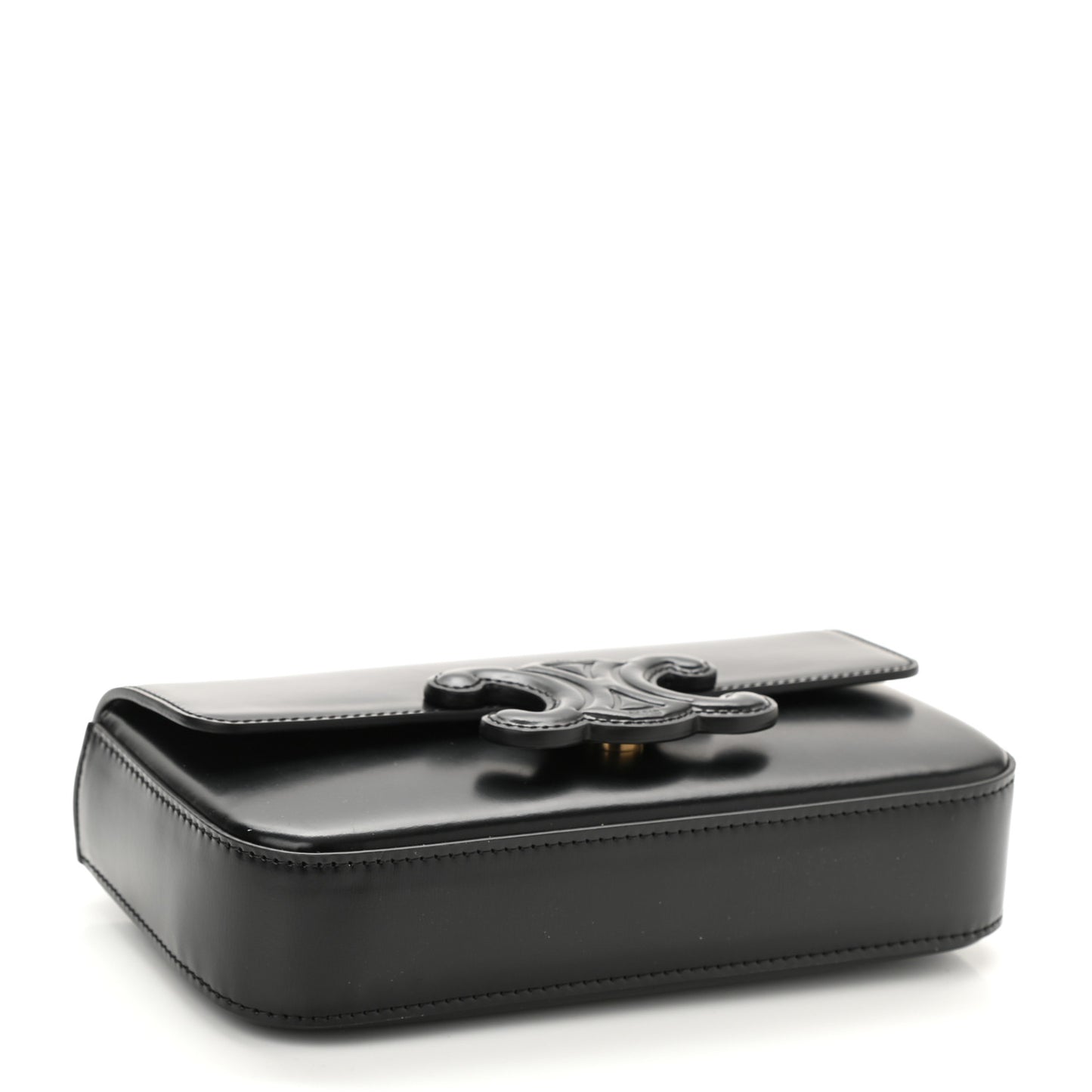 Shiny Calfskin Cuir Triomphe Chain Shoulder Bag Black