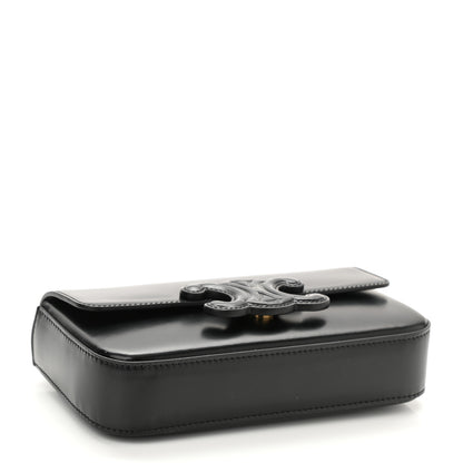 Celine Shiny Calfskin Cuir Triomphe Chain Shoulder Bag Black 4 of 8