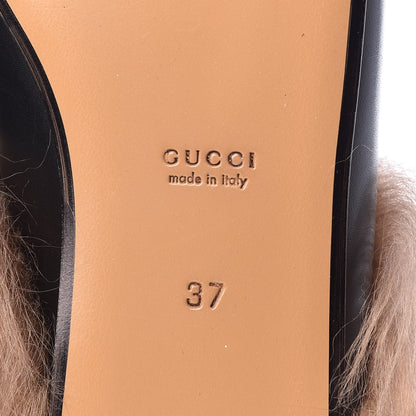 Gucci Calfskin Fur Womens Princetown Slippers 37 Black 6 of 8