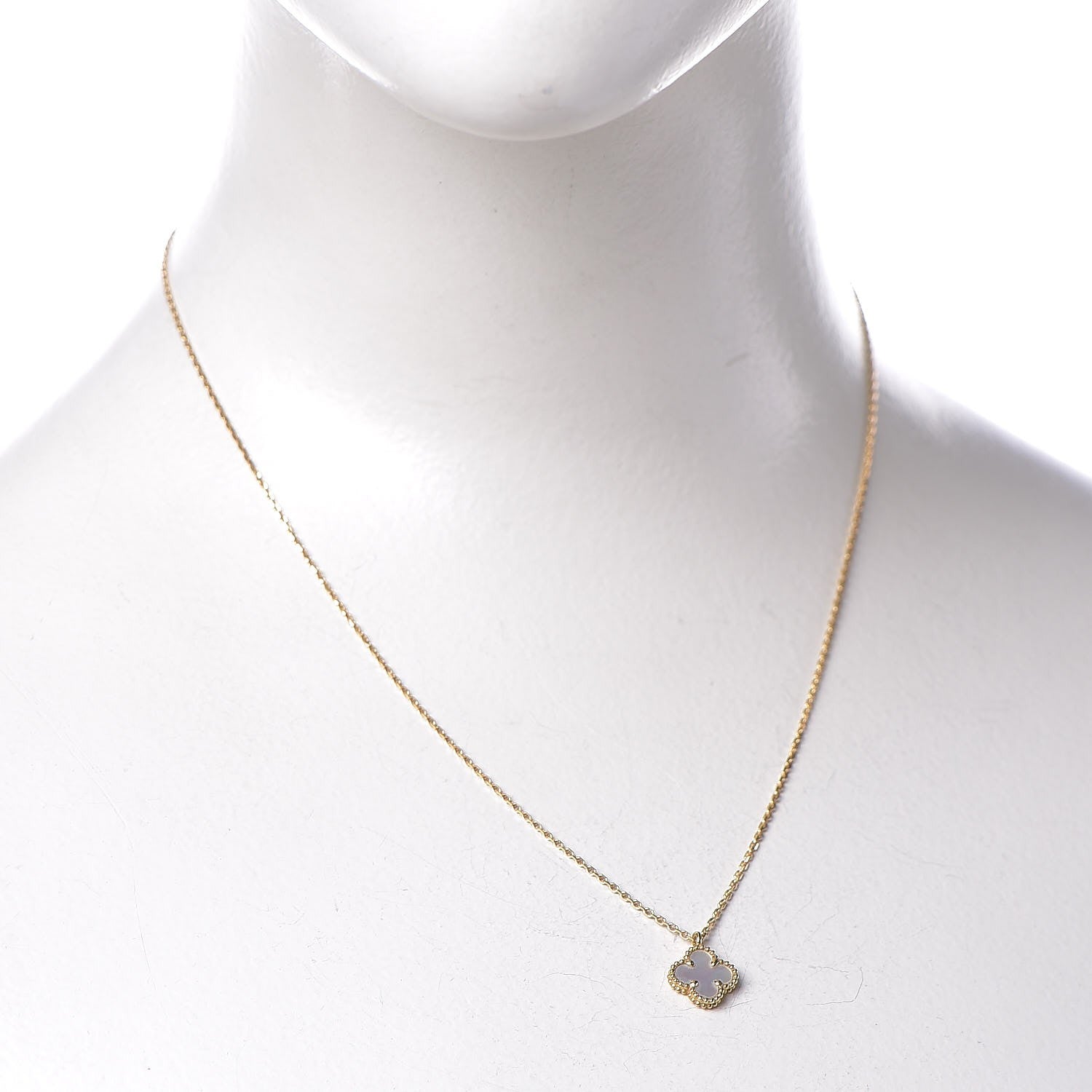 Van Cleef & Arpels 18K Yellow Gold Mother of Pearl Sweet Alhambra Pendant Necklace 2 of 8