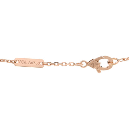 Van Cleef & Arpels 18K Rose Gold Diamond Silver Obsidian Vintage Alhambra Pendant Necklace 4 of 5