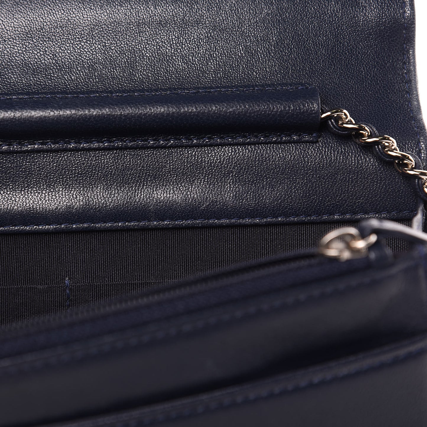Sheepskin Quilted Mademoiselle Vintage Wallet On Chain WOC Blue