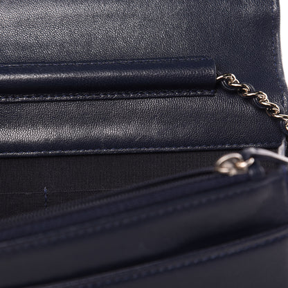 Chanel Sheepskin Quilted Mademoiselle Vintage Wallet On Chain WOC Blue 16 of 19