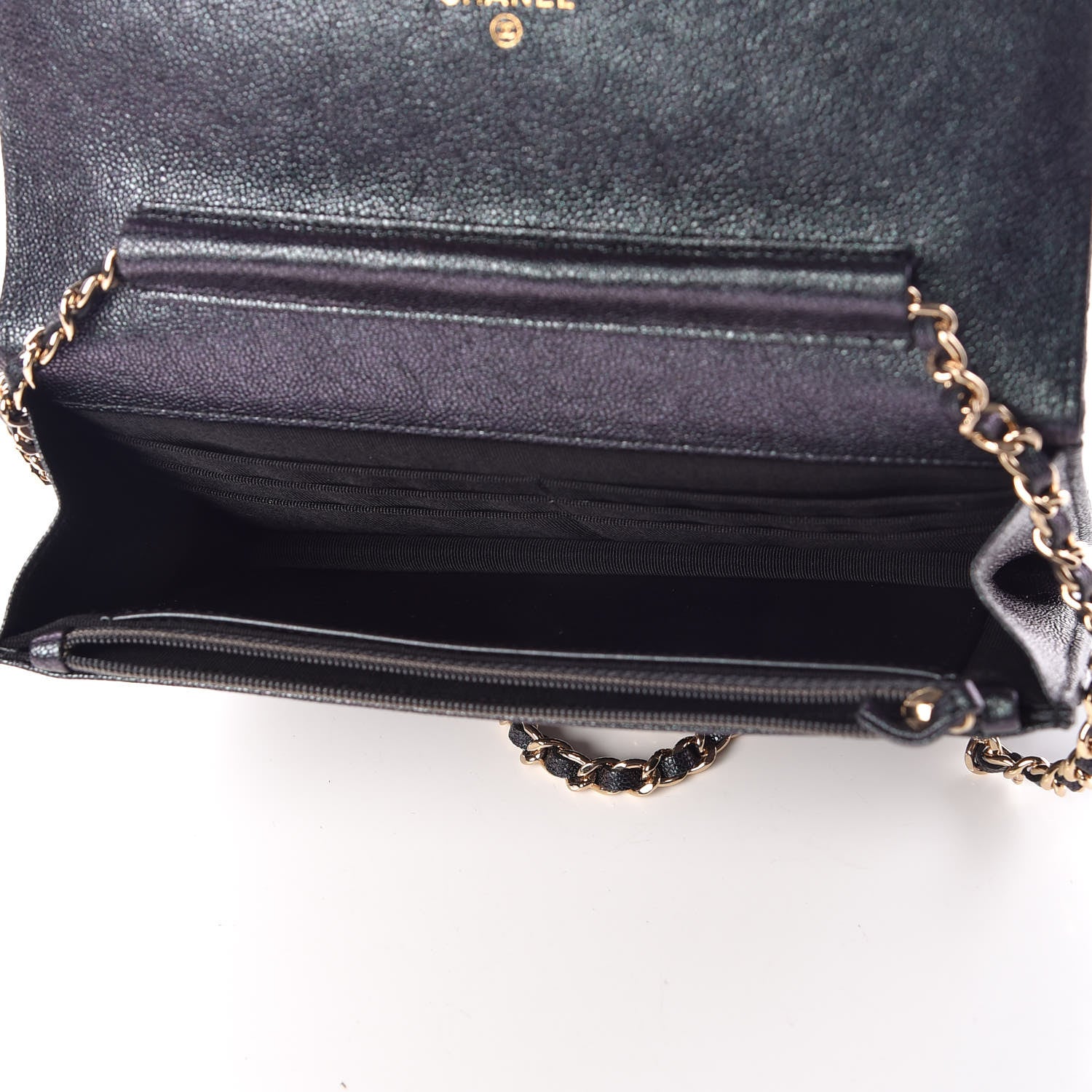 Chanel Iridescent Caviar Quilted Wallet On Chain WOC Black 5 of 12