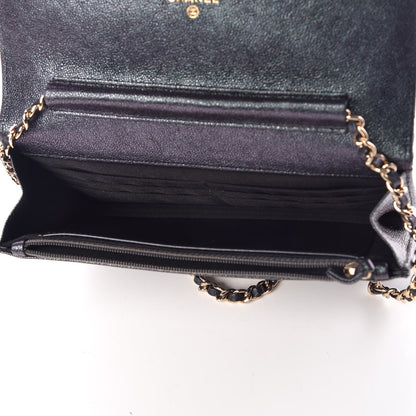 Chanel Iridescent Caviar Quilted Wallet On Chain WOC Black 5 of 12