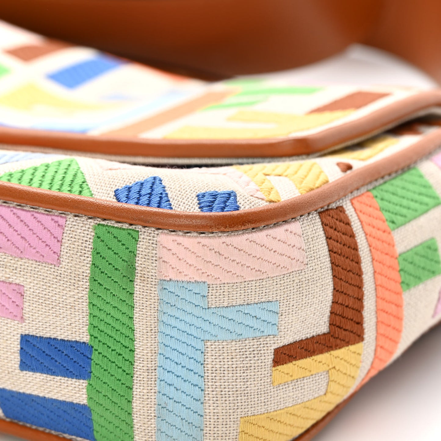 Kuban Canvas Vitello King FF Embroidered Baguette Grezzo Multicolor
