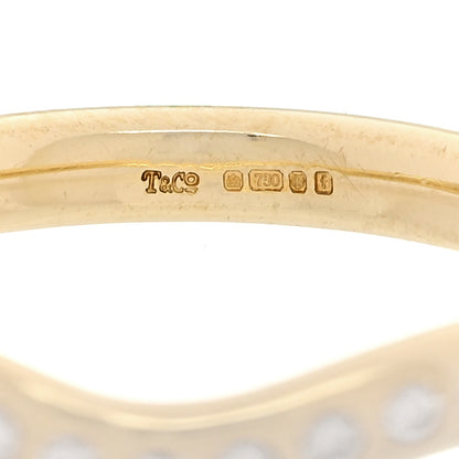 Tiffany 18K Yellow Gold Diamond .08ctw Elsa Peretti Wedding Band Ring 56 7.5 5 of 6