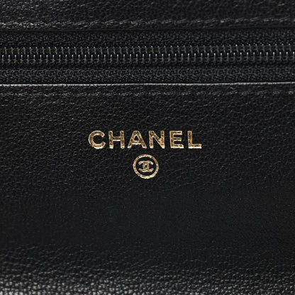 Chanel Patent Quilted Wallet On Chain WOC Black 6 of 10