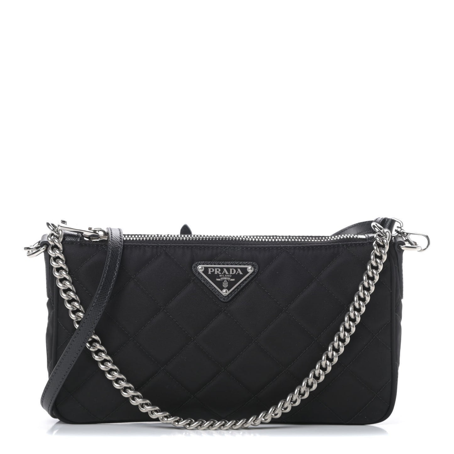 Nylon Tessuto Impuntu Quilted Crossbody Bag Black