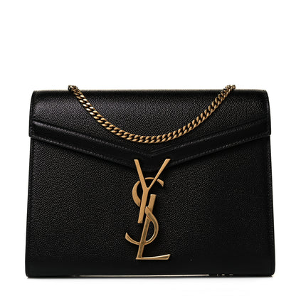 Saint Laurent Grain De Poudre Monogram Cassandra Chain Wallet Black 1 of 9