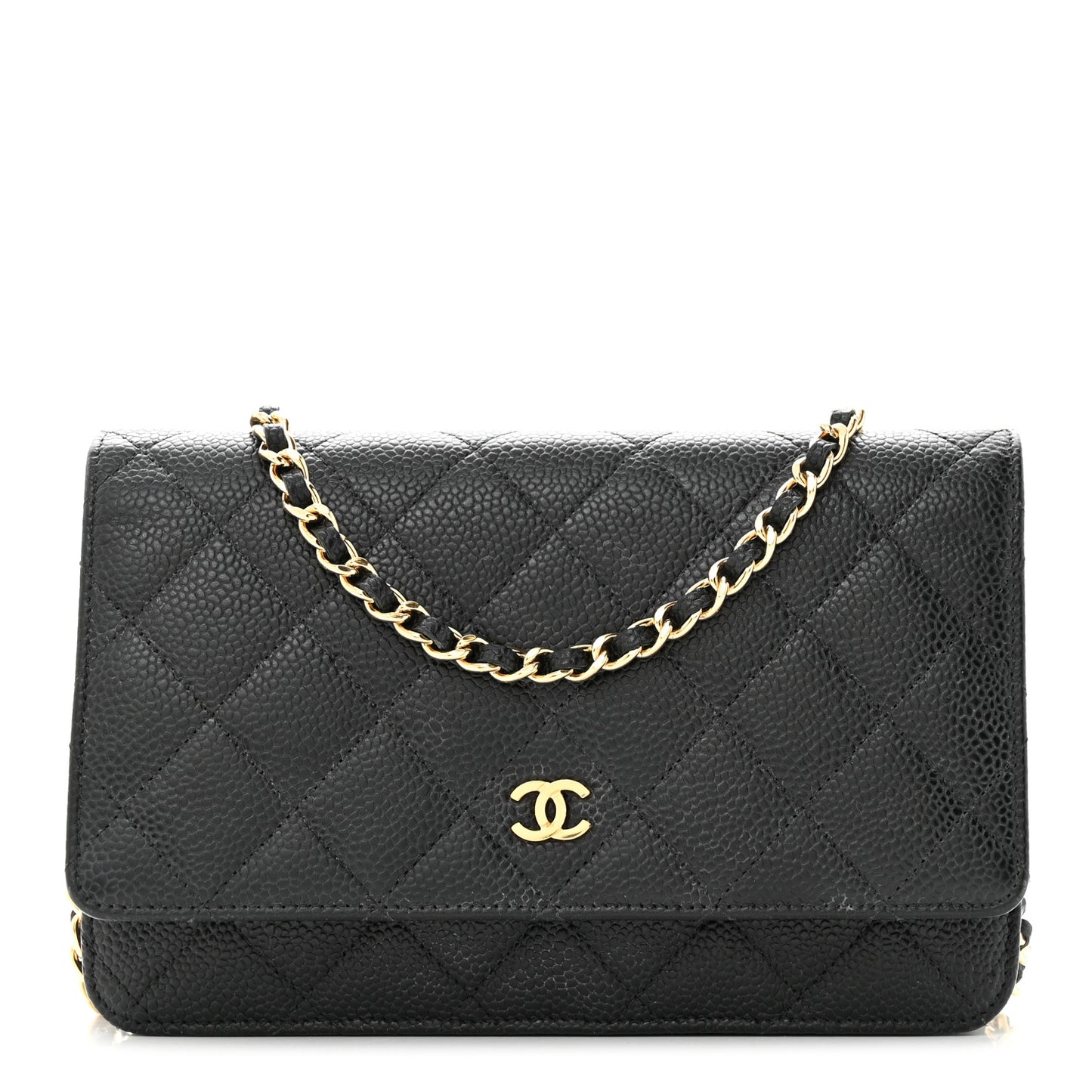 Caviar Quilted Wallet on Chain WOC Black
