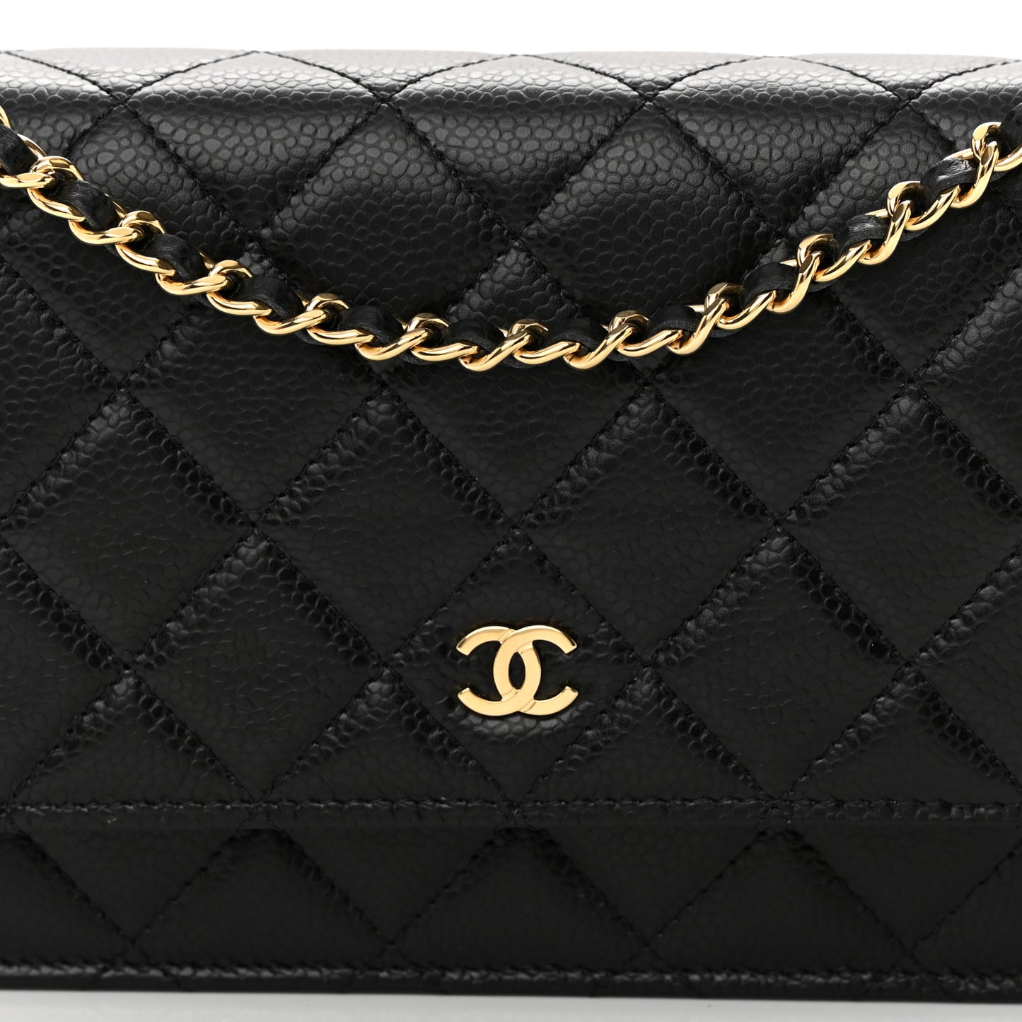Caviar Quilted Wallet on Chain WOC Black
