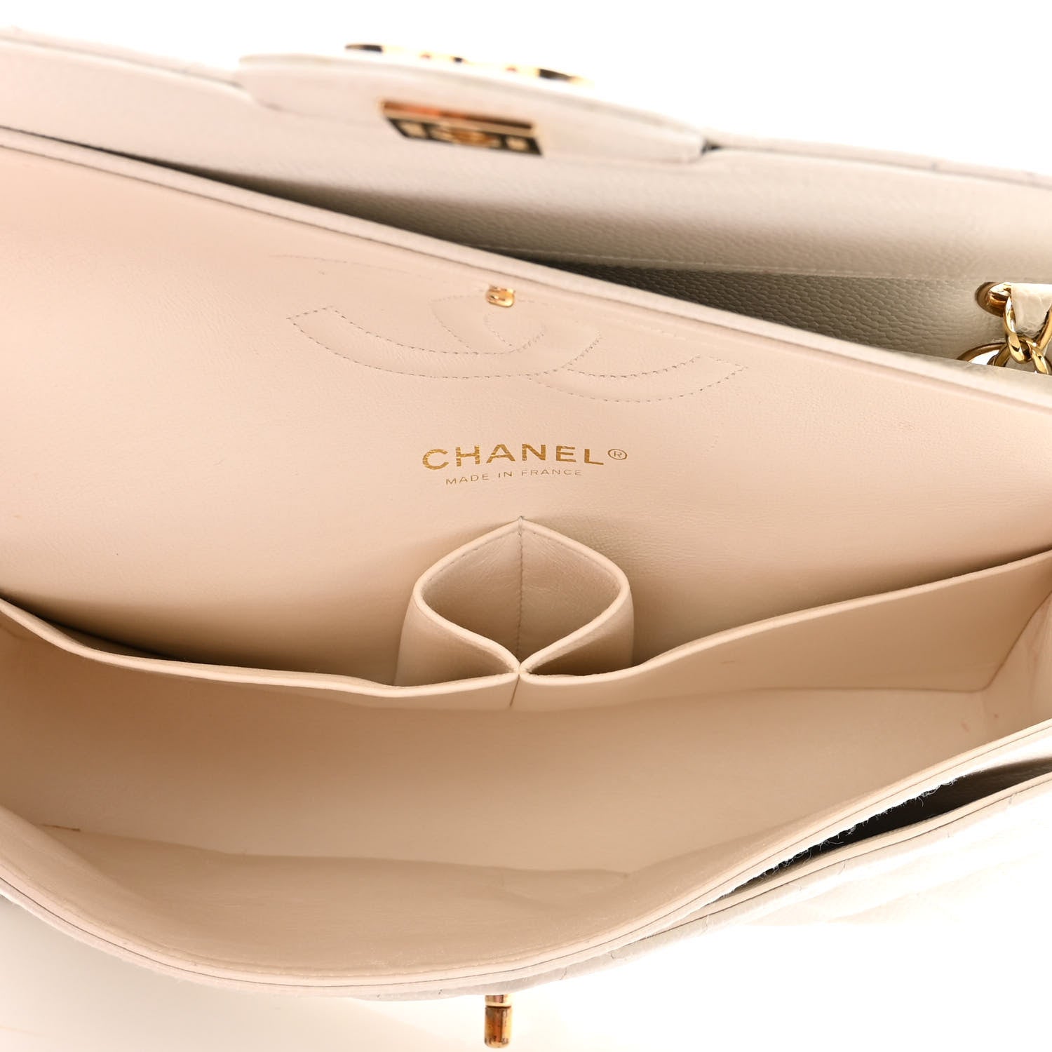 Chanel Caviar Quilted Medium Double Flap White 5 of 11