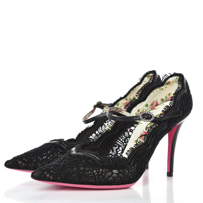 Gucci Lace Pizzo Venice Pumps 37.5 Black 3 of 8