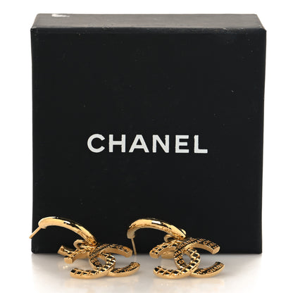 Chanel Quilted CC Logo Hoop Earrings Gold 5 of 5