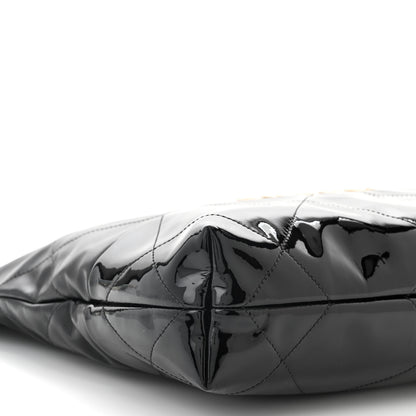 Chanel Shiny Calfskin Patent Quilted Small Chanel 22 Black 10 of 12