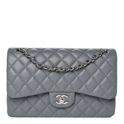 Chanel Caviar Quilted Jumbo Double Flap Grey 1 of 12