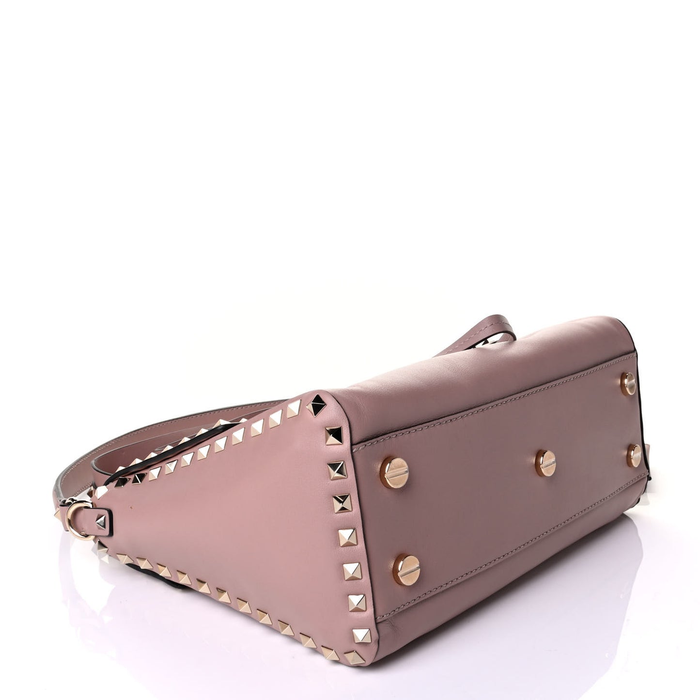 Vitello Rockstud Top Handle Shoulder Bag Poudre